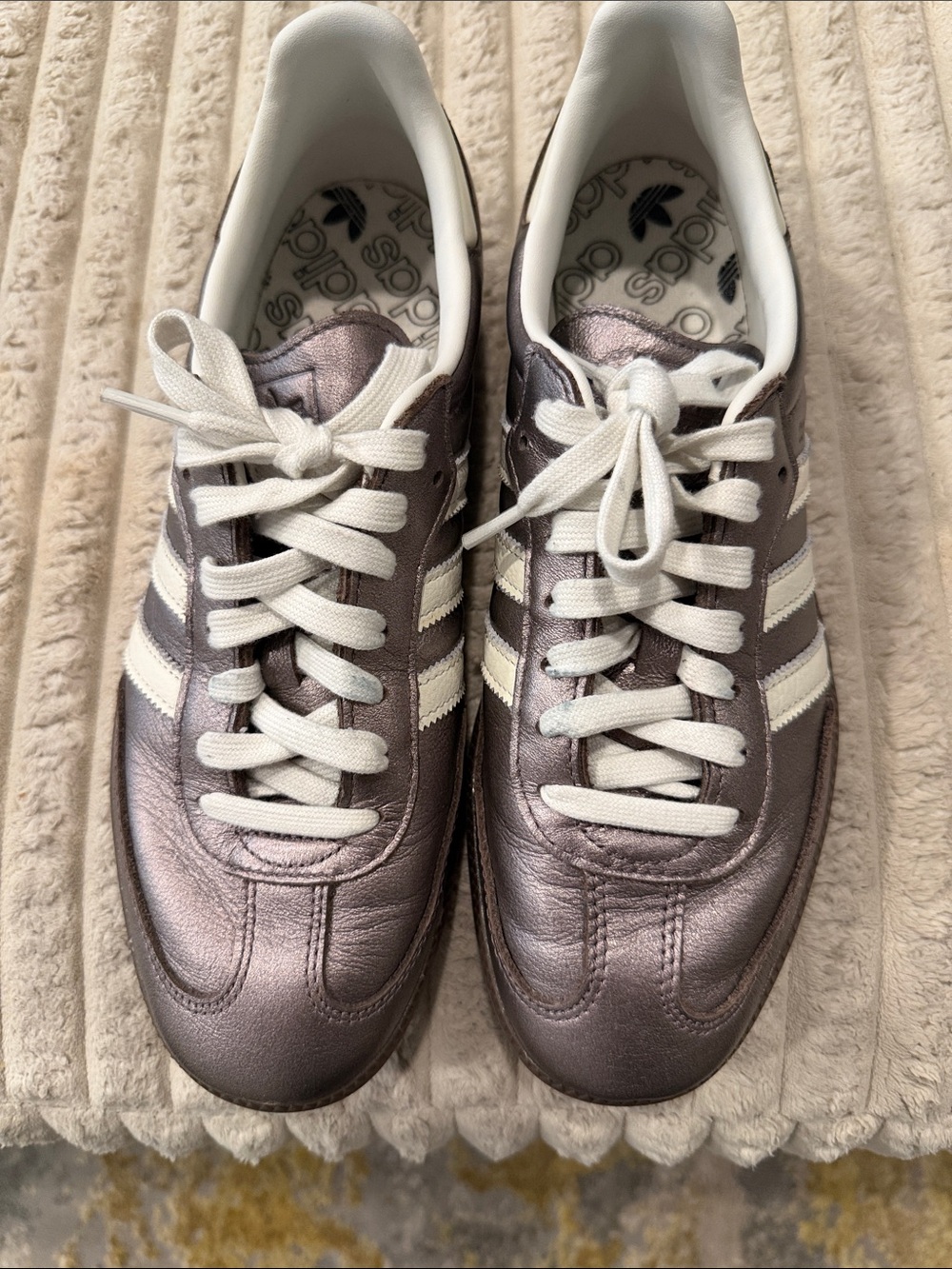 adidas Metallic Mauve Low-Top Sneakers with White Stripes